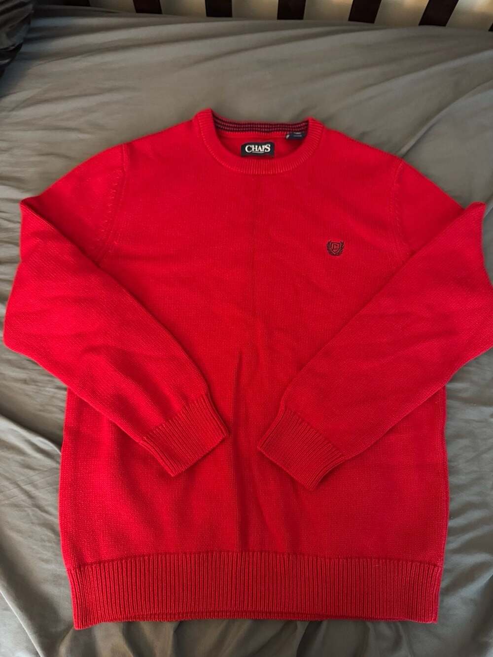 Chaps Men's Solid Crewneck Pullover Cotton Sweater